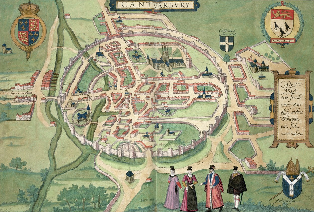 地图坎特伯雷，从“世界”布劳恩（1541年至1622年）和弗兰茨Hognenberg（1535年至1590年）c.1572-1617 作者 乔里斯·霍夫纳格尔