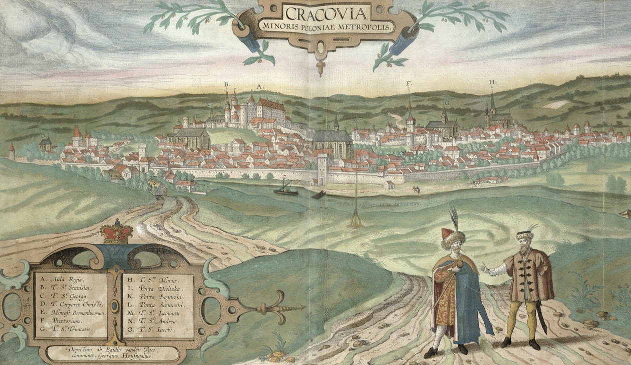 克拉科夫地图，来自&39;Civitates Orbis Terrarum&39;的Georg Braun（1541-1622）和Frans Hogenberg（1535-90），c.1572 作者 乔里斯·霍夫纳格尔