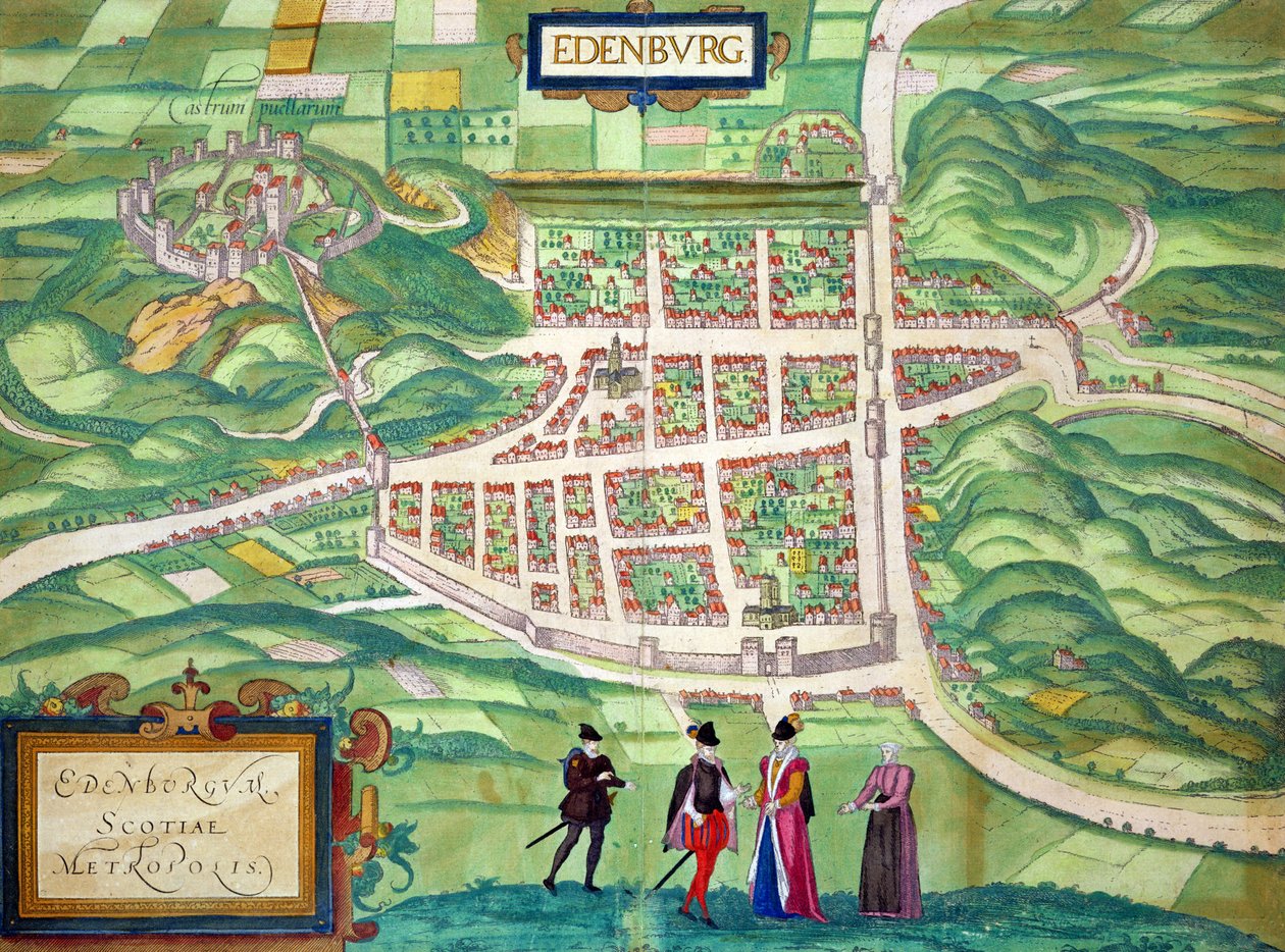 爱丁堡地图，来自&39;Civitates Orbis Terrarum&39;的Georg Braun（1541-1622）和Frans Hogenberg（1535-90）c.1572-1617 作者 乔里斯·霍夫纳格尔