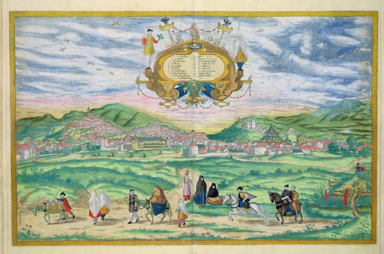 地图格拉纳达，从“世界”布劳恩（1541年至1622年）和弗兰茨Hogenbergh（1535年至1590年），1563 作者 乔里斯·霍夫纳格尔