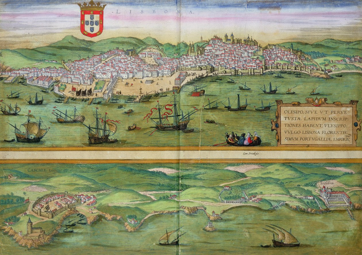 里斯本和卡斯卡伊斯地图，来自&39;Civitates Orbis Terrarum&39;，由Georg Braun（1541-1622）和Frans Hogenberg（1535-90），c.1572 作者 乔里斯·霍夫纳格尔