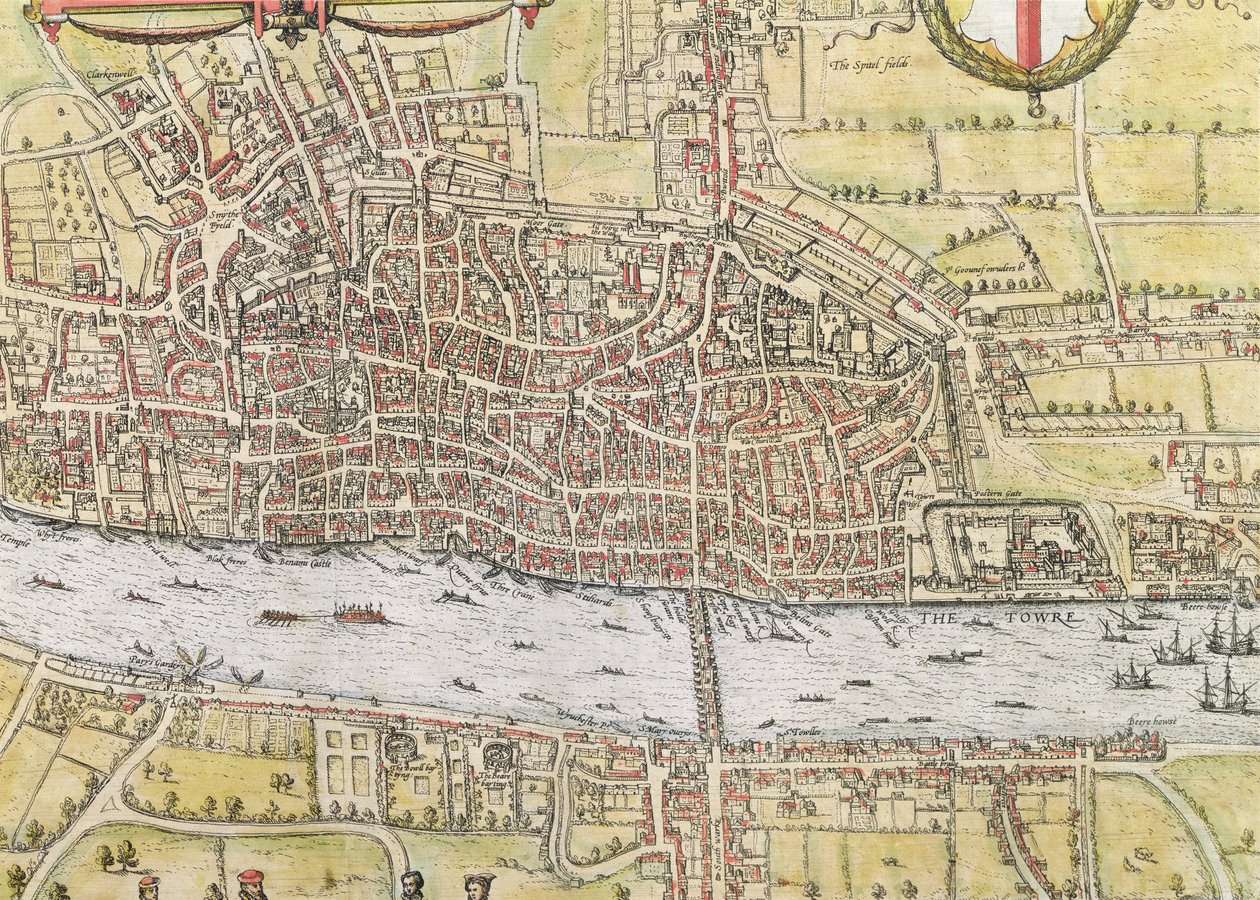 伦敦地图，从“世界”，布劳恩（1542年至1622年）和弗兰斯·霍根伯格（1635至90年），c.1572 作者 乔里斯·霍夫纳格尔
