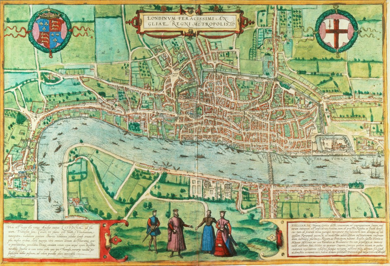 伦敦地图，来自&39;Civitates Orbis Terrarum&39;，由Georg Braun（1542-1622）和Frans Hogenburg（1635-90），c.1572（另见51896和66112） 作者 乔里斯·霍夫纳格尔