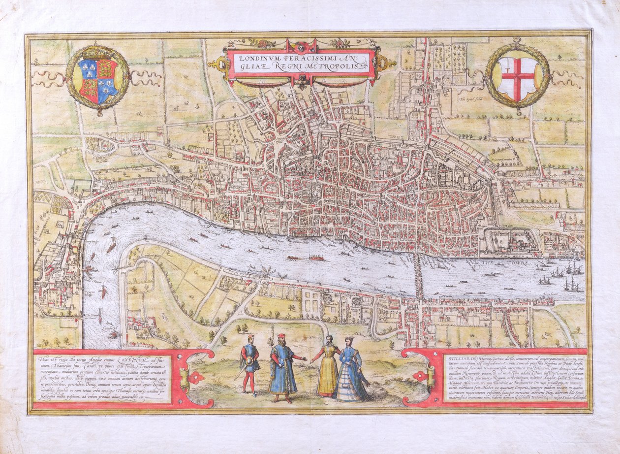 伦敦地图，来自Civitates Orbis Terrarum，Georg Braun（1542-1622）和Frans Hogenburg（1635-90），c.1572（另见51896和58543） 作者 乔里斯·霍夫纳格尔