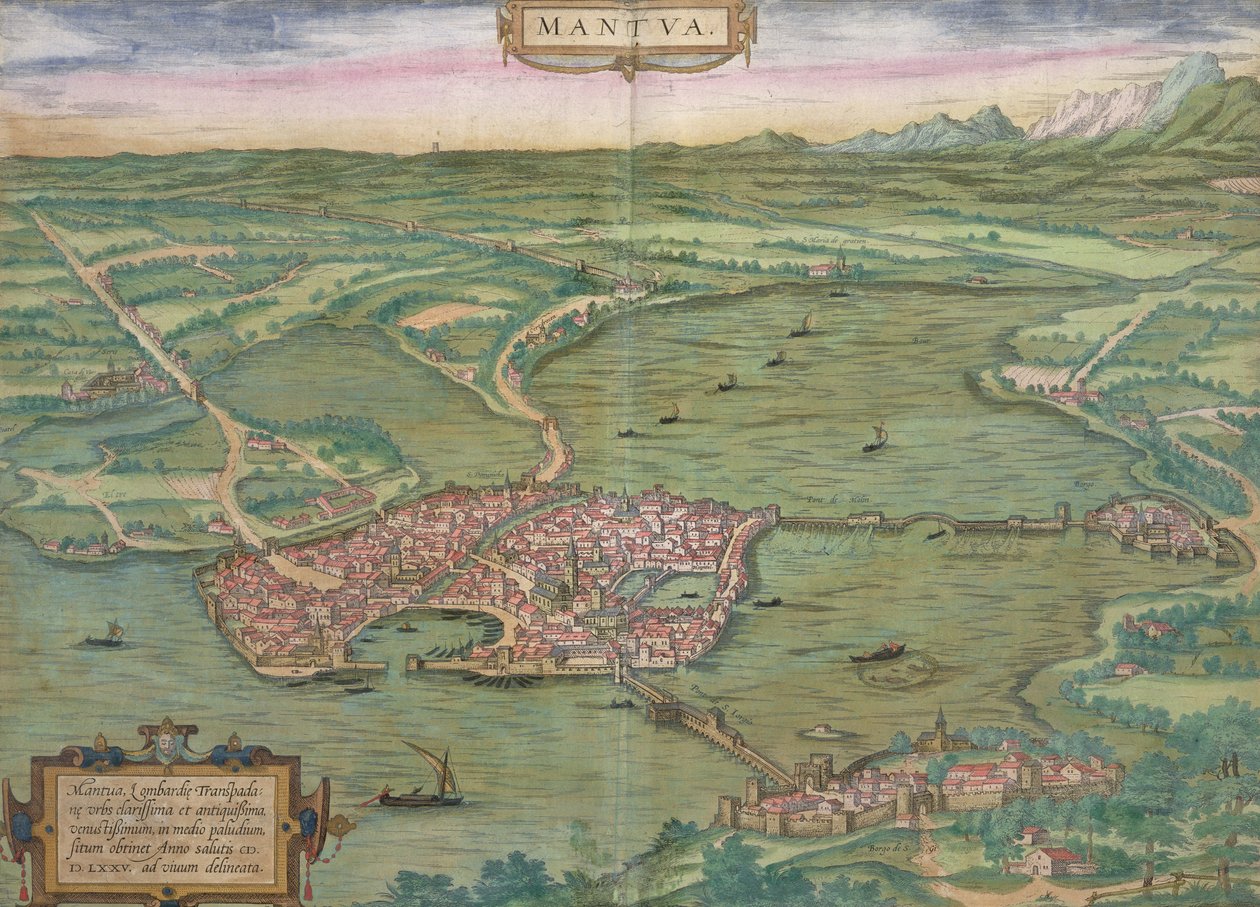 地图曼图亚的，从“世界”布劳恩（1541年至1622年）和弗兰茨Hogenbergh（1535至1590年），1575 作者 乔里斯·霍夫纳格尔