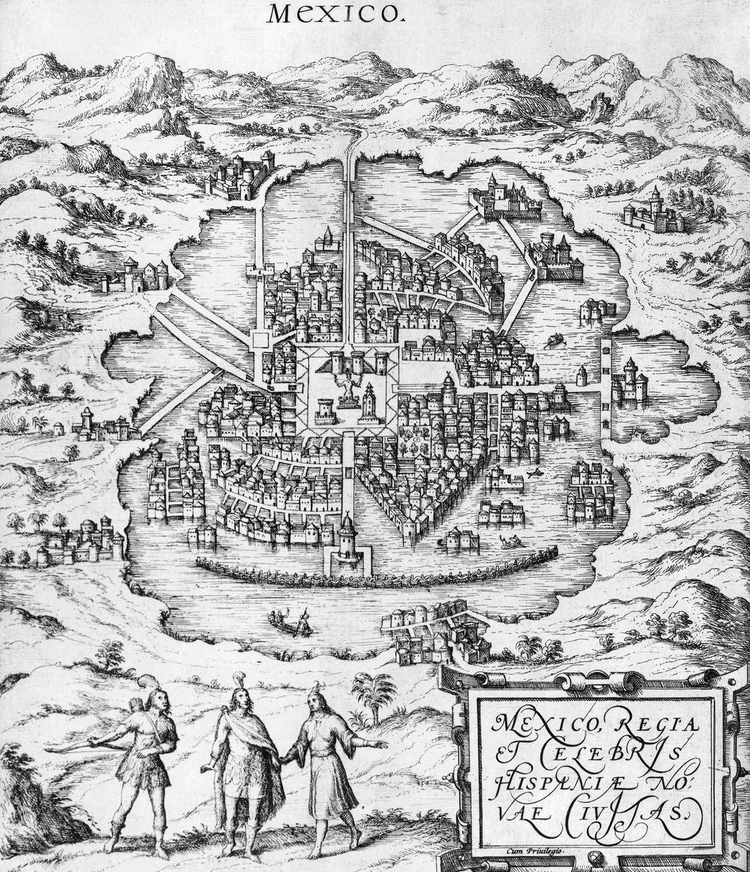 墨西哥地图，插图来自&39;Civitates Orbis Terrarum&39;由Georg Braun（1541-1622）和Frans Hogenberg（1535-90）c.1572 作者 乔里斯·霍夫纳格尔