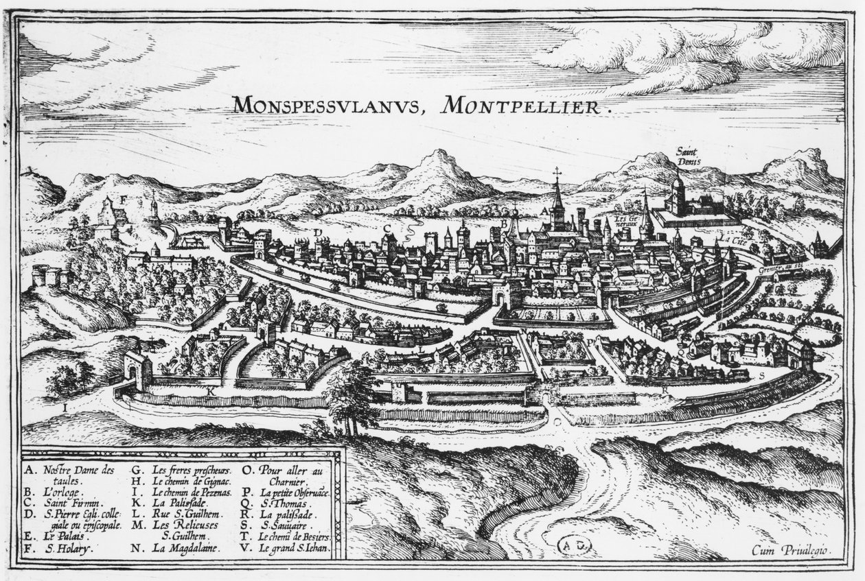 蒙彼利埃地图，来自&39;Civitates Orbis Terrarum&39;的Georg Braun（1541-1622）和Frans Hogenberg（1535-90）布鲁塞尔，1574（另见121038） 作者 乔里斯·霍夫纳格尔