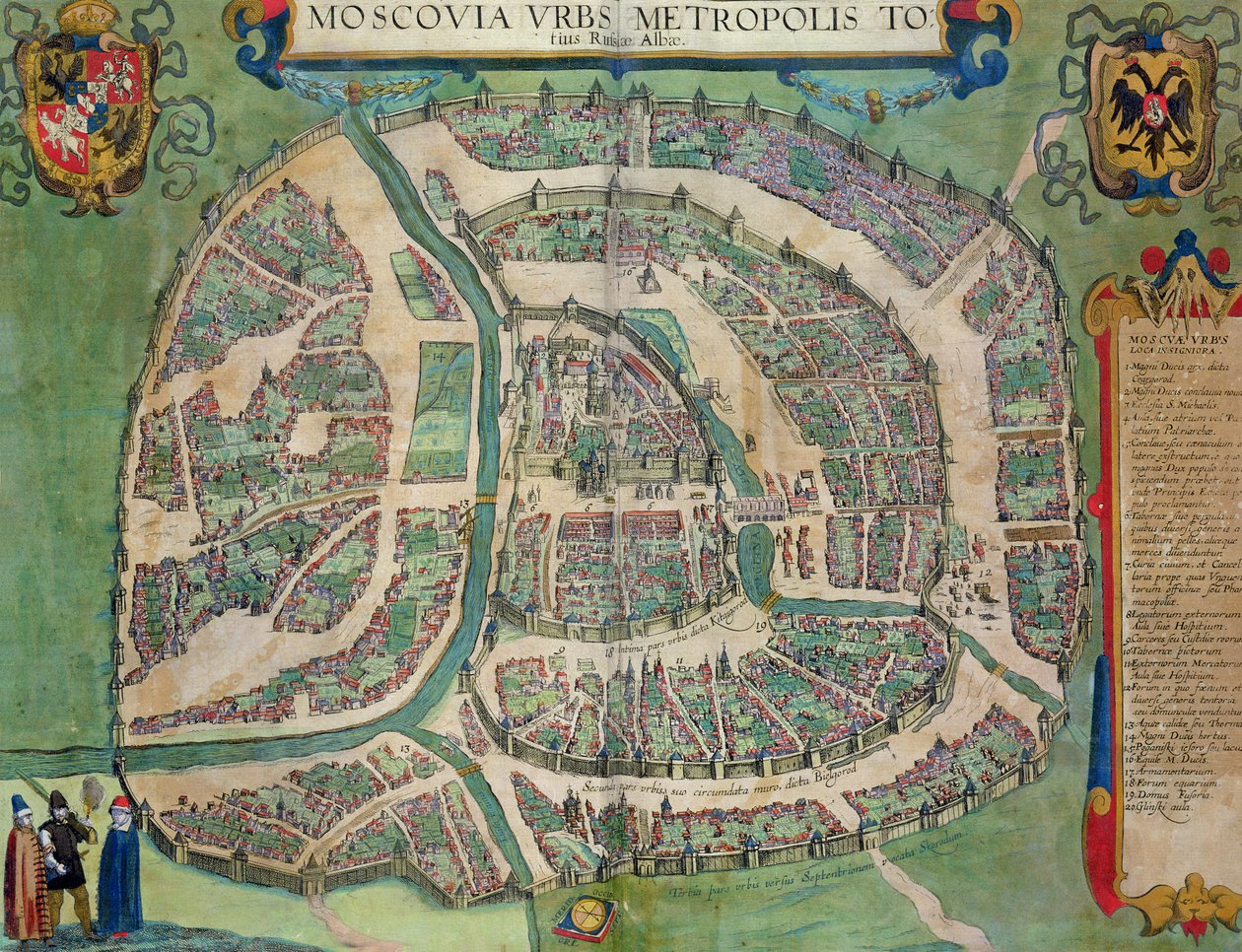 莫斯科地图，从“世界”布劳恩（1541年至1622年）和弗兰茨Hogenbergh（1535至1590年）c.1572-1617 作者 乔里斯·霍夫纳格尔