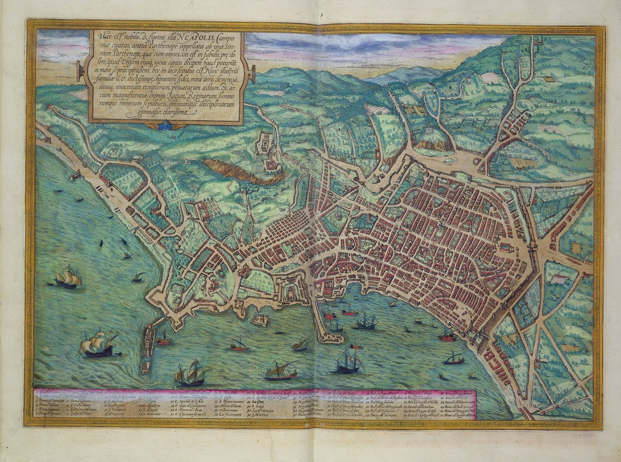 那不勒斯地图，来自&39;Civitates Orbis Terrarum&39;的Georg Braun（1541-1622）和Frans Hogenberg（1535-90），c.1572 作者 乔里斯·霍夫纳格尔