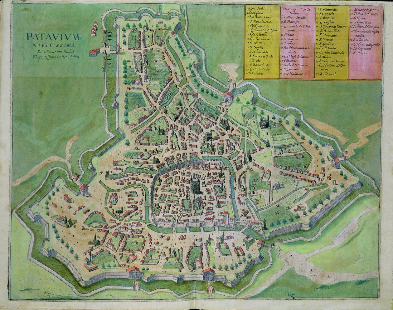 地图帕多瓦，从“世界”布劳恩（1541年至1622年）和弗兰茨Hogenbergh（1535年至1590年）c.1572-1617 作者 乔里斯·霍夫纳格尔