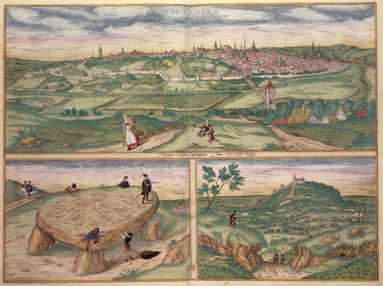 地图普瓦捷从“世界”布劳恩（1541年至1622年）和弗兰茨Hogenbergh（1535至1590年），1561 作者 乔里斯·霍夫纳格尔