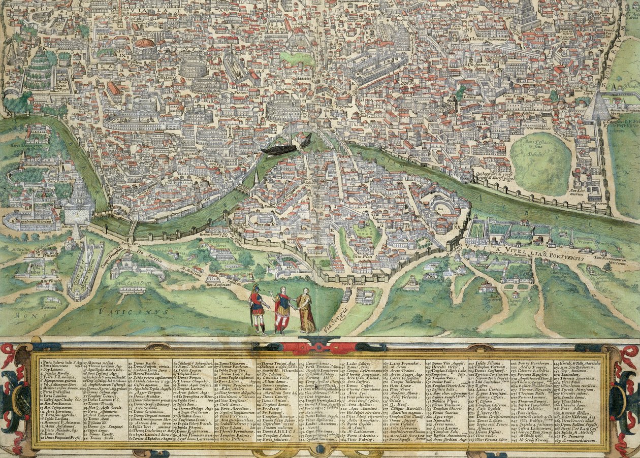 罗马地图，来自&39;Civitates Orbis Terrarum&39;的Georg Braun（1541-1622）和Frans Hogenberg（1535-90）c.1572-1617（见138955） 作者 乔里斯·霍夫纳格尔