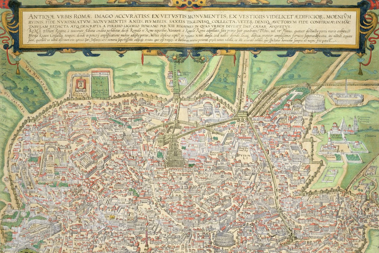 罗马地图，来自&39;Civitates Orbis Terrarum&39;的Georg Braun（1541-1622）和Frans Hogenberg（1535-90）c.1572-1617（见138961） 作者 乔里斯·霍夫纳格尔
