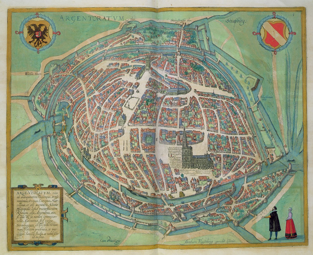斯特拉斯堡地图，来自&39;Civitates Orbis Terrarum&39;的Georg Braun（1541-1622）和Frans Hogenberg（1535-90），c.1572 作者 乔里斯·霍夫纳格尔