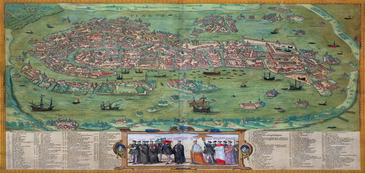 地图威尼斯，从“世界”布劳恩（1541年至1622年）和弗兰茨Hogenbergh（1535至1590年），c.1572 作者 乔里斯·霍夫纳格尔