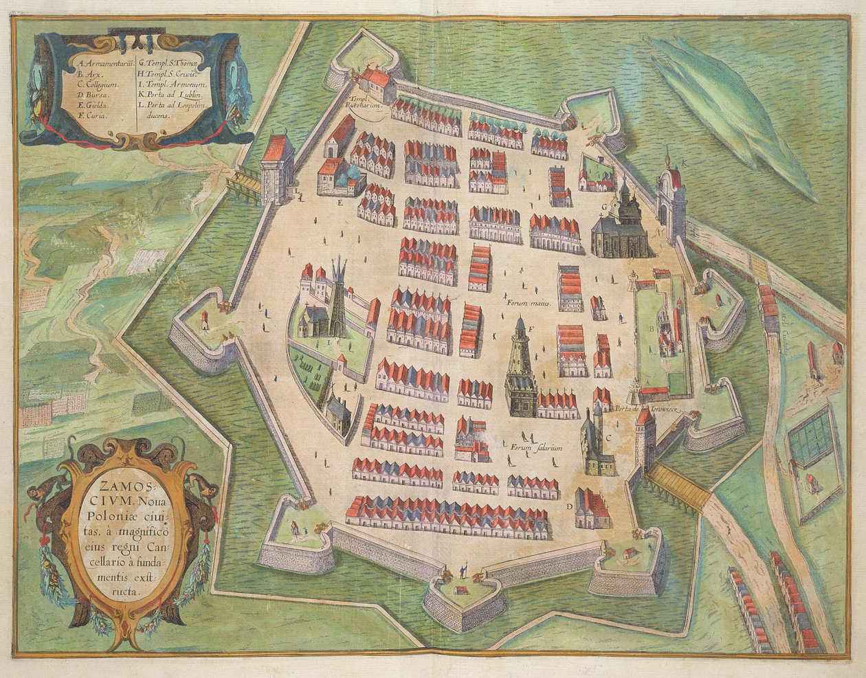 地图扎莫希奇的，从“世界”布劳恩（1541年至1622年）和弗兰茨Hogenbergh（1535至1590年）c.1572-1617 作者 乔里斯·霍夫纳格尔