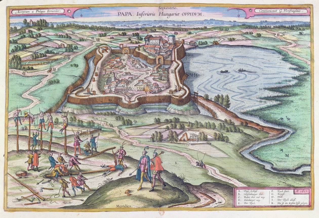 奥斯曼围攻时的匈牙利堡垒，来自Georg Braun（1541-1622）的“Le Theatre du Monde”，发表于科隆1572-1618,1617 作者 乔里斯·霍夫纳格尔