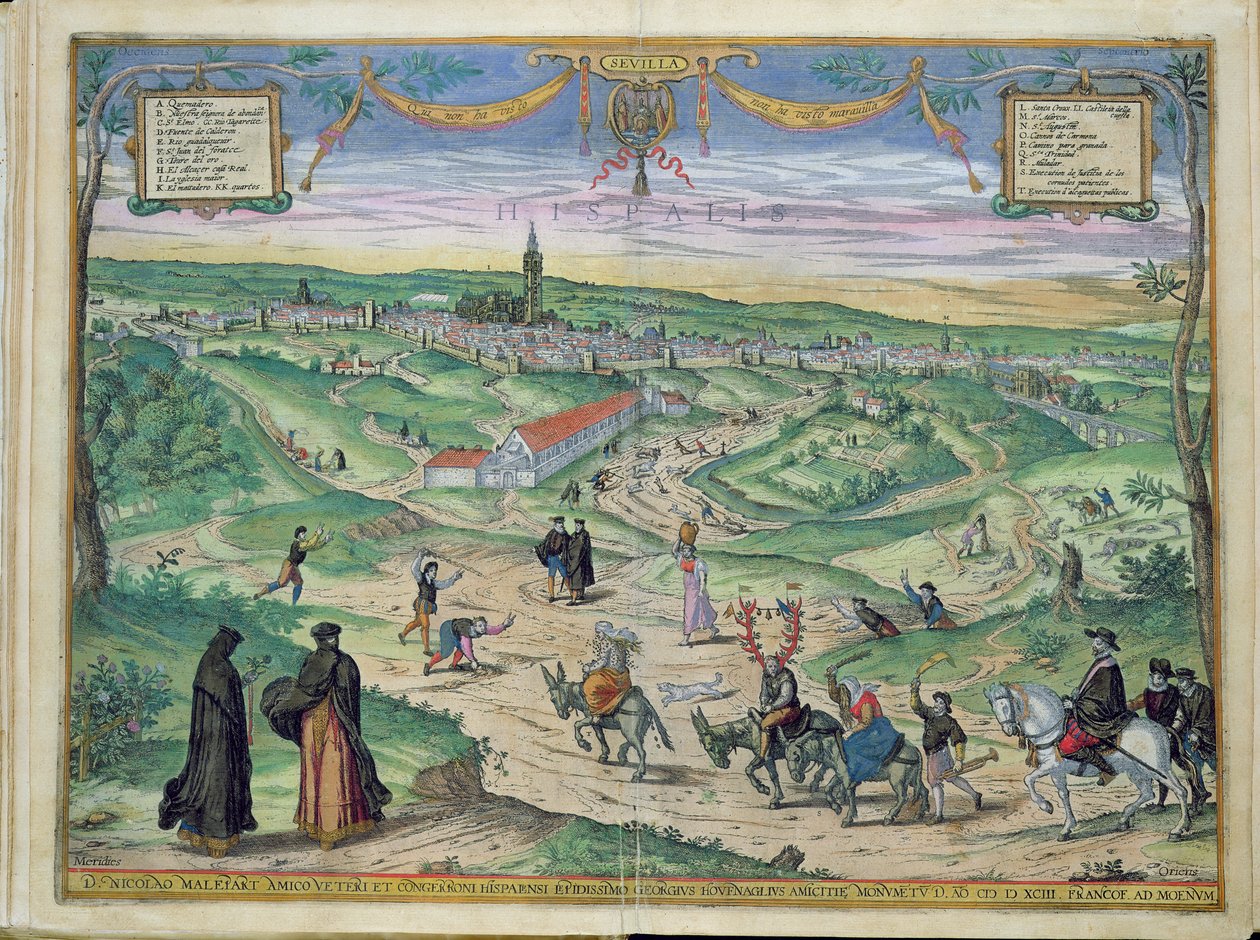 塞维利亚城镇规划，由Georg Braun（1541-1622）和Frans Hogenberg（1535-90）的&39;Civitates Orbis Terrarum&39;，1593（详见202049） 作者 乔里斯·霍夫纳格尔