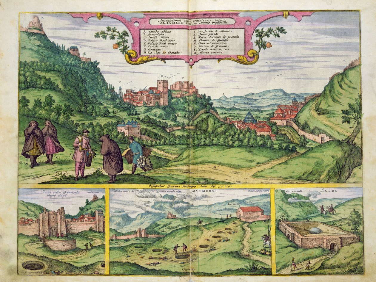 阿尔罕布拉宫的景色，来自&39;Civitates Orbis Terrarum&39;的Georg Braun（1541-1622）和Frans Hogenberg（1535-90），1564 作者 乔里斯·霍夫纳格尔