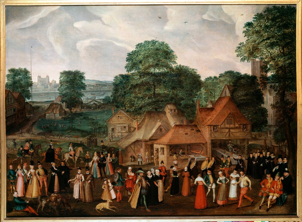 伯德蒙西的婚礼派对 Georges Hoefnagel (1542-1601) (ec.engl.) 1600 年私人收藏 作者 乔里斯·霍夫纳格尔