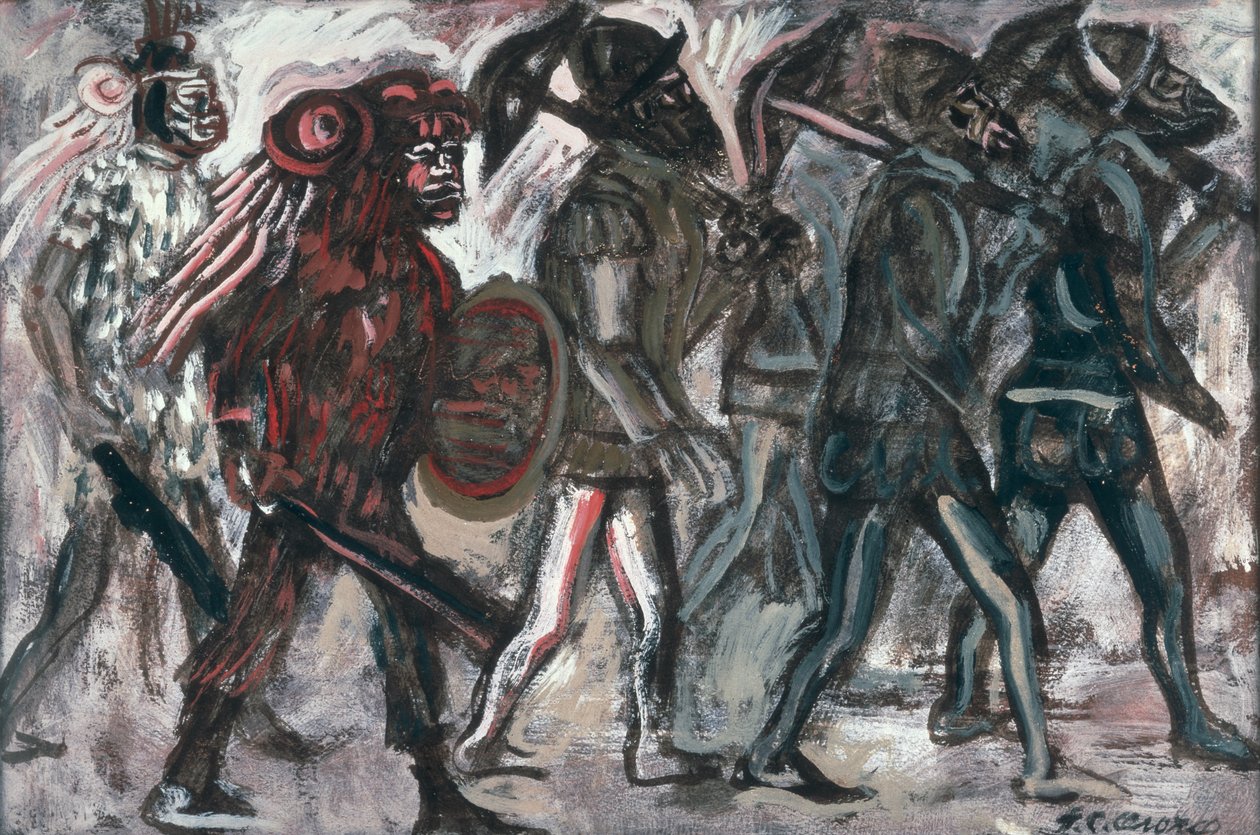 The Teules，c.1945（纸上水粉画） 作者 何塞·克莱门特·奥罗斯科（JoséClemente Orozco）