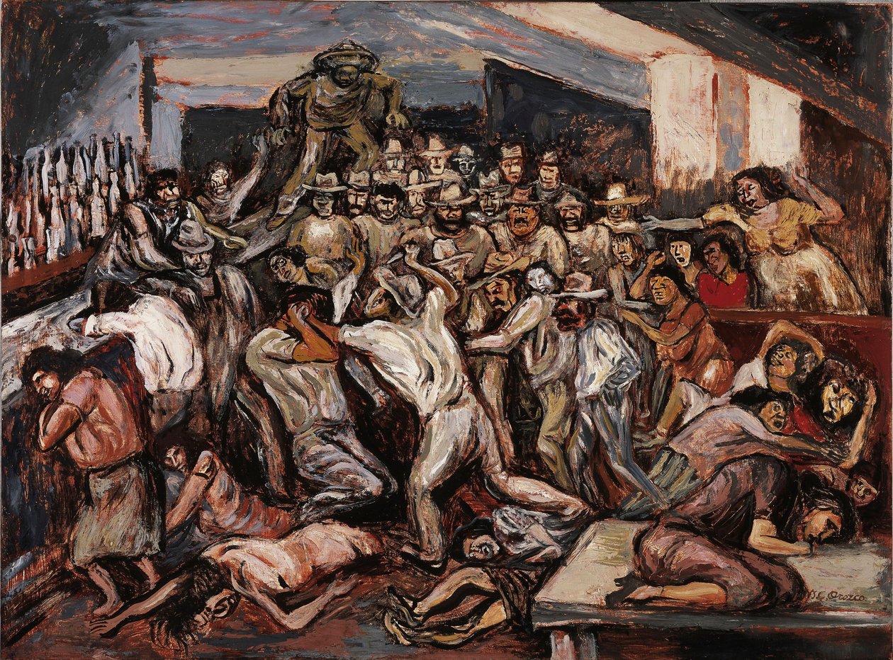 歌舞厅的争吵，1944年。 作者 何塞·克莱门特·奥罗斯科（JoséClemente Orozco）