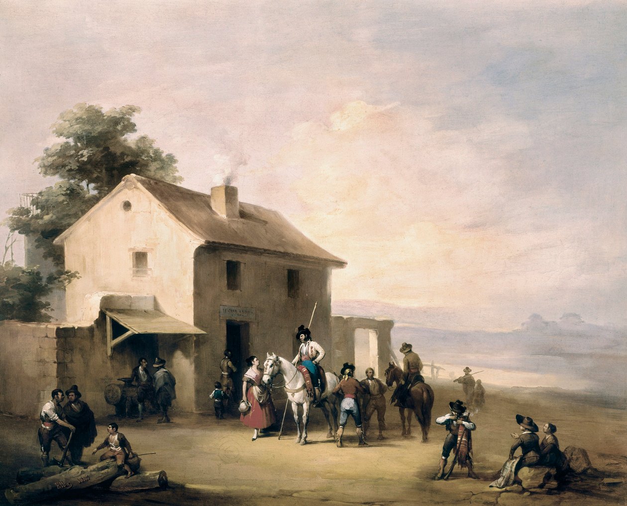 乡村旅馆。 Jose ELBO (1804-1844) 的绘画 作者 何塞·艾尔伯（JoséElbo）