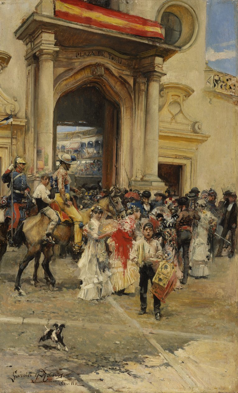 斗牛场外，约1880年 作者 何塞·加西亚·拉莫斯（JoséGarcia Ramos）