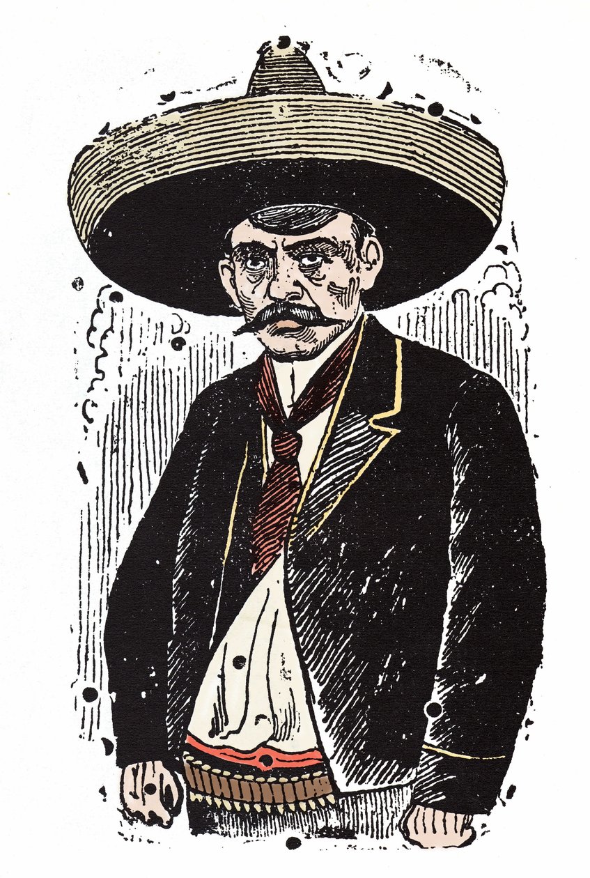 埃米利亚诺·萨帕塔（Emiliano Zapata，1880-1919 年），墨西哥革命家。 Jose Guadalupe Posada (1852-1913) 的木版画。 作者 何塞·瓜达卢佩·波萨达