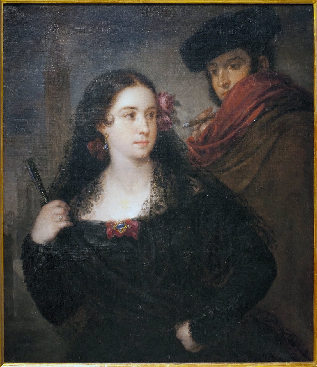 几个愉快的人。 Jose Gutierrez de la Vega (1791-1865) 作画，布面油画，大约 1830 年。西班牙塞维利亚美术博物馆。 作者 何塞·古铁雷斯·德拉·维加