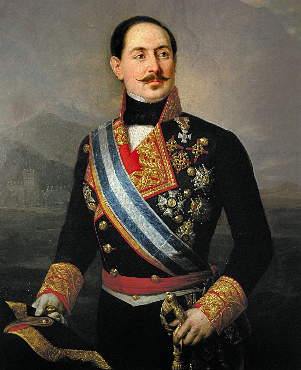 弗朗西斯科·塞拉诺·伊·多明戈斯 (Francisco Serrano y Dominguez，1810-1885 年) 肖像，西班牙士兵和政治家、自由联盟领导人、1874 年第一共和国总统 作者 何塞·玛丽亚·罗梅罗和洛佩斯