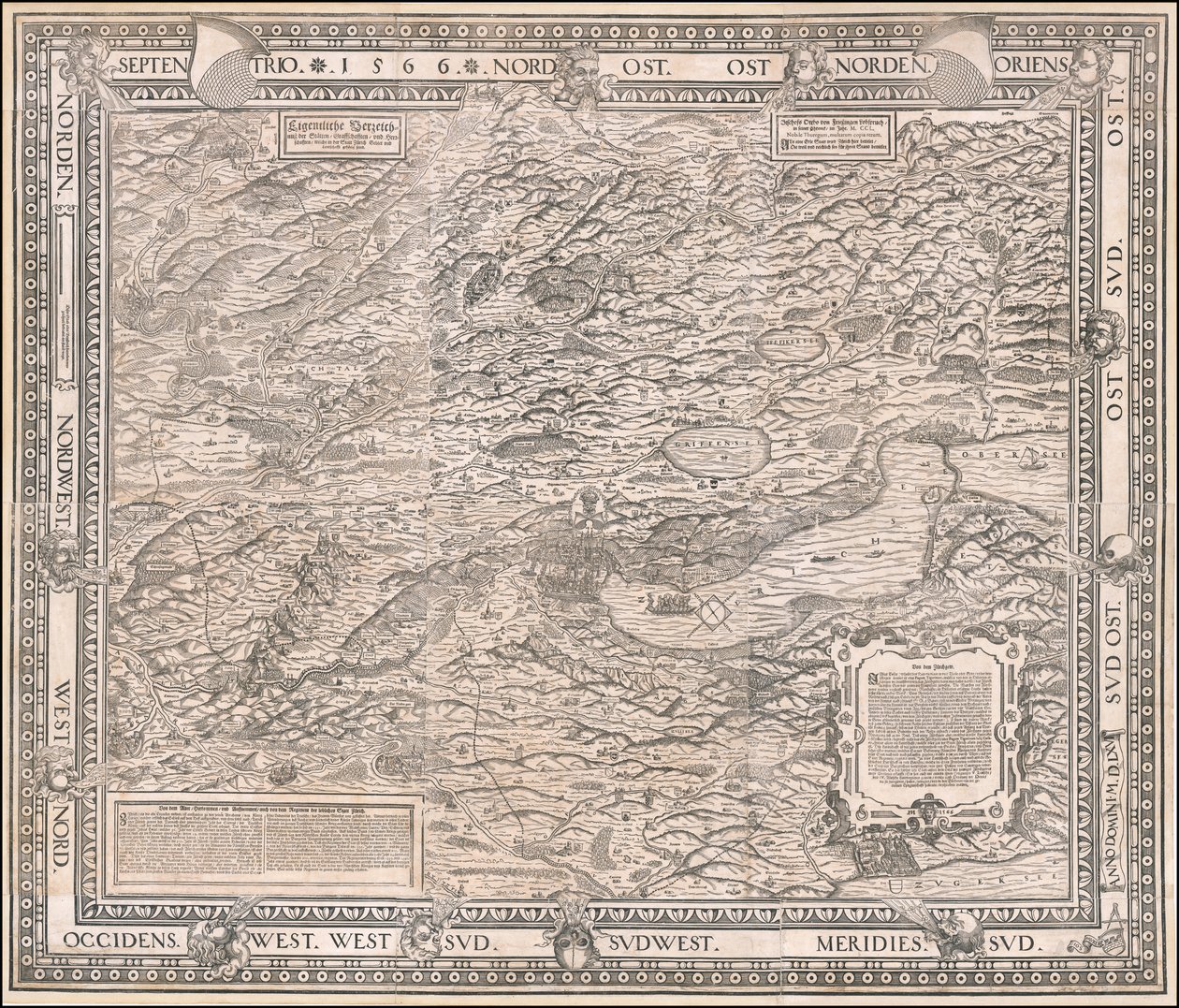 Jodocus Murer 绘制的 1566 年苏黎世及周边地图 作者 乔斯·穆勒