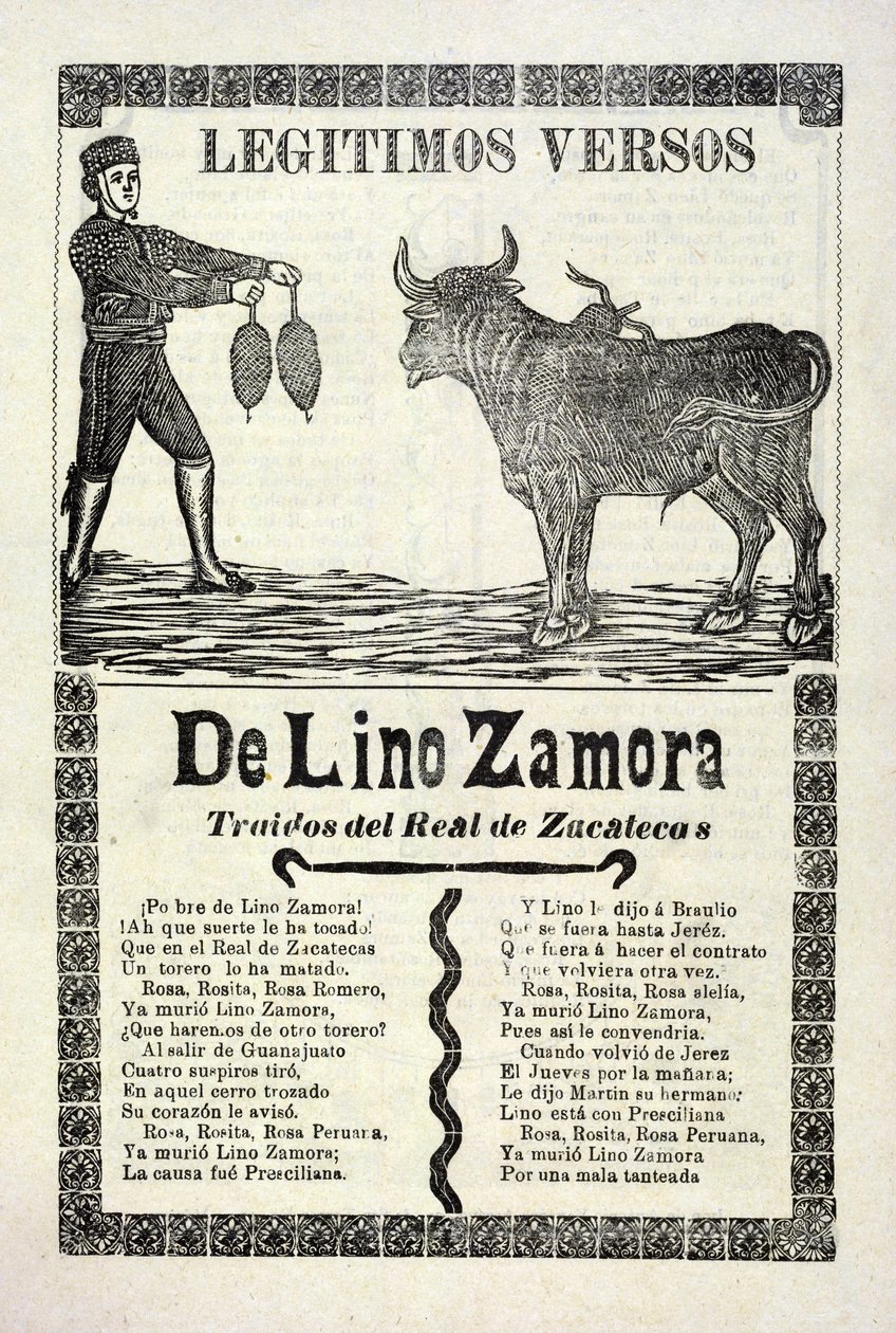 Lino Zamora的合法诗句来自1903年出版的Real de Zacatecas 作者 何塞·瓜达卢佩·波萨达