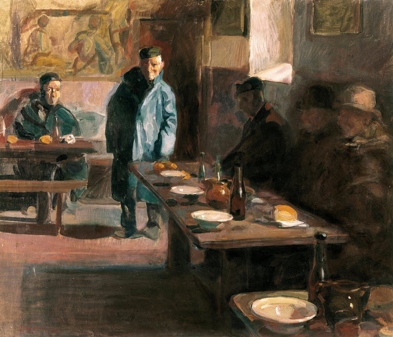 这顿饭有汤汤。 Jose Benlliure Ortiz (1884-1916) 的绘画。 布面油画。 巴伦西亚圣庇护五世美术博物馆。 作者 何塞·本利乌尔·奥尔蒂斯