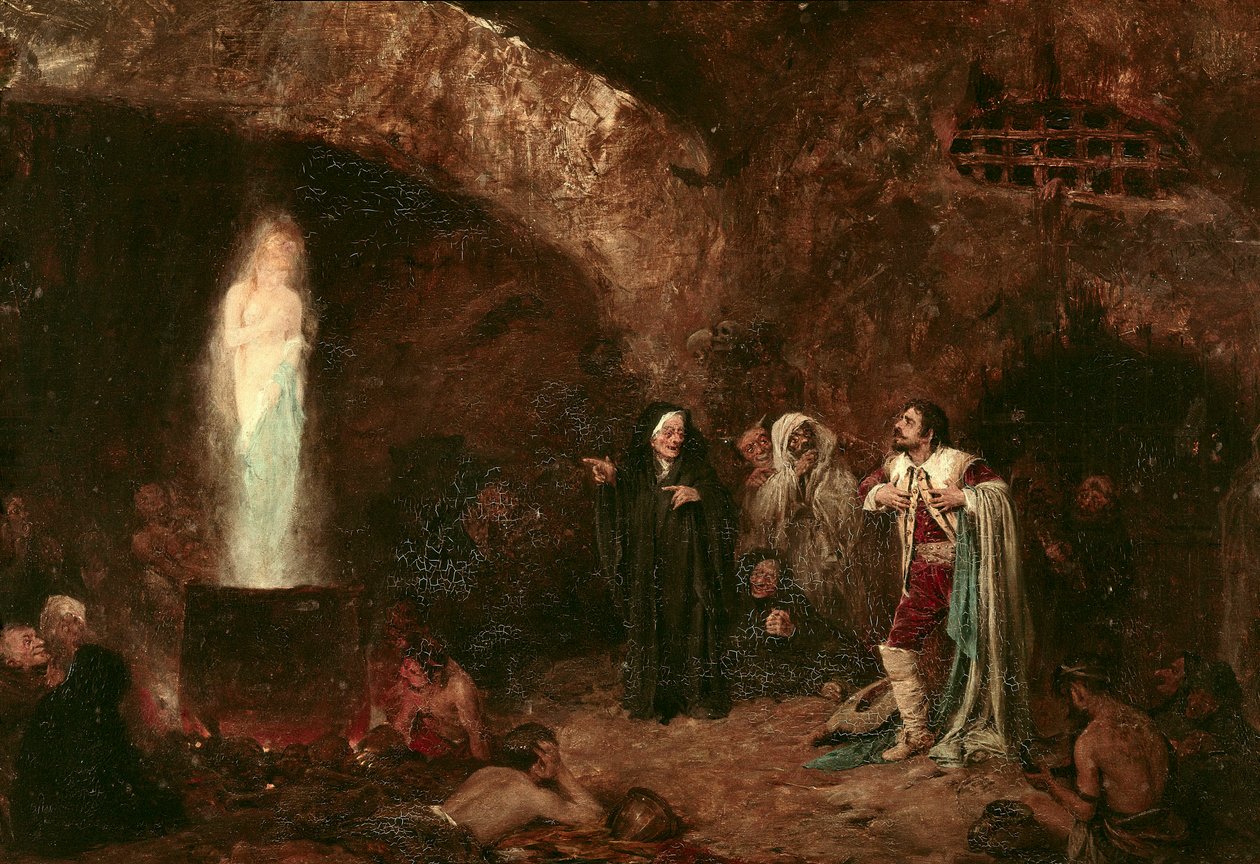 约翰·沃尔夫冈·冯·歌德 (1749-1832) 作品的“女巫或浮士德”插图（绘画） 作者 何塞·本尼勒·吉尔