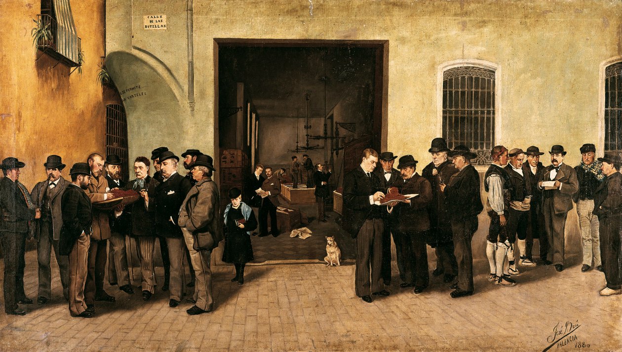 “藏红花贸易”，何塞·布鲁·阿尔比纳纳（Jose Bru Albinana，19 世纪）1880 年瓦伦西亚绘画。 圣皮奥五世美术博物馆 作者 何塞·布鲁·阿尔比纳纳