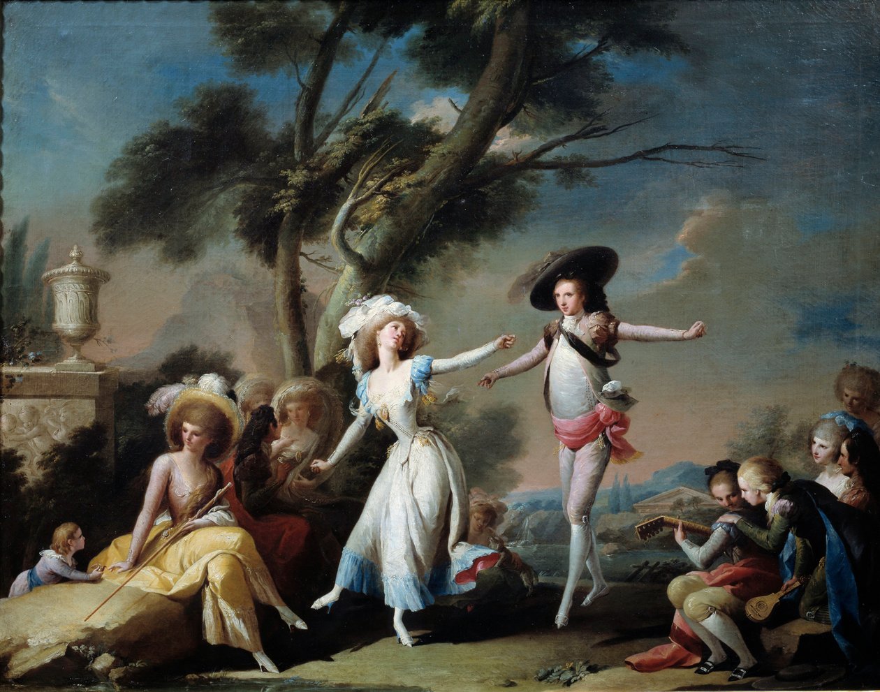 Couples in a park. Painting by Jose Camaron Y Boronat (1730-1803) 作者 何塞·卡马龙