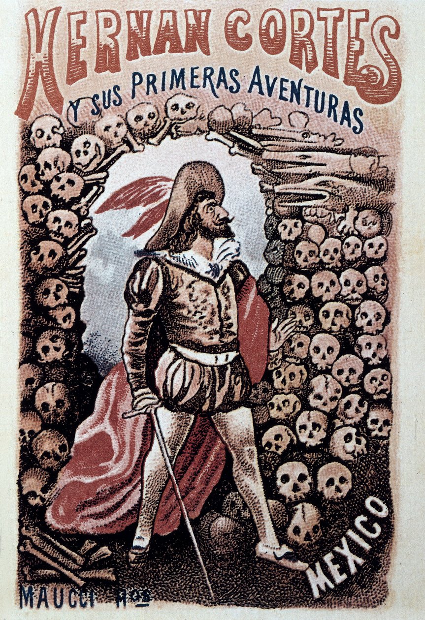 Hernan Cortes 和他的第一次冒险的封面，Heriberto Frias 绘，Jose Guadalupe Posada（1852-1913）大约 1900 年私人收藏 作者 何塞·瓜达卢佩·波萨达