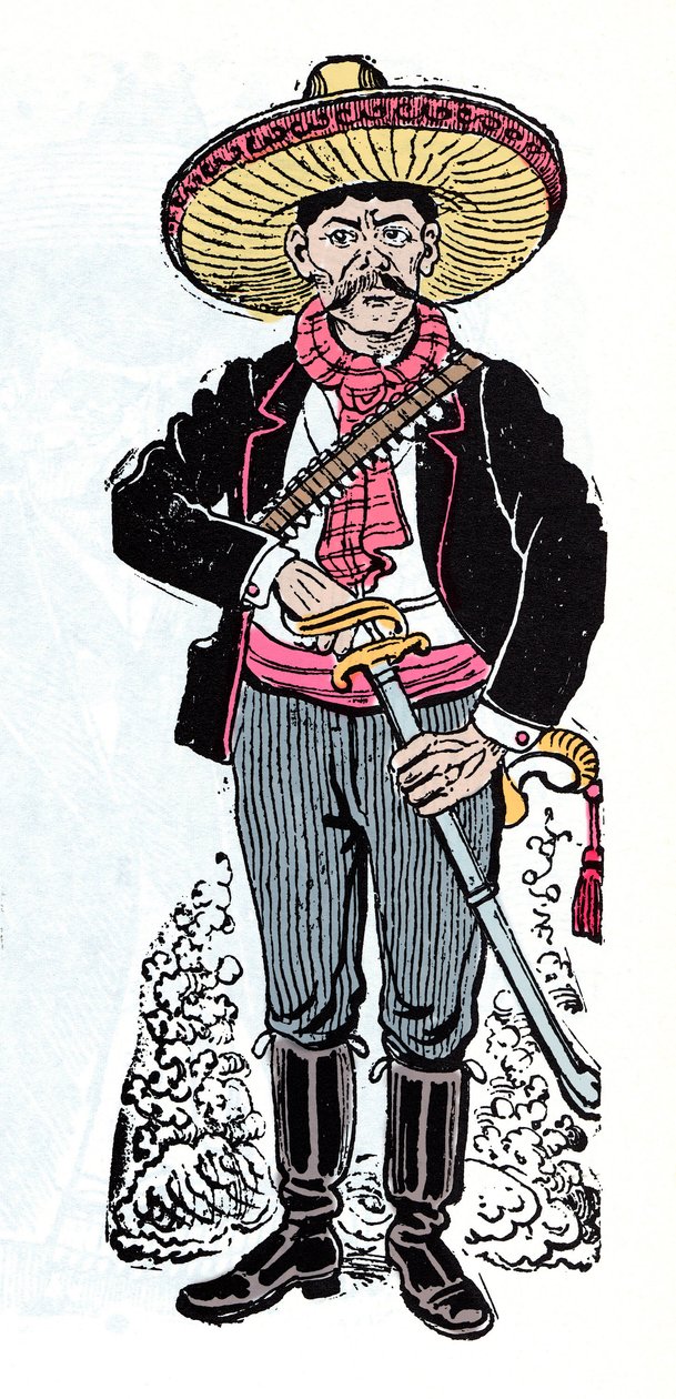Mexican Revolution (1910-1920) - Salazar Amador Revolutionary follower of Emiliano Zapata - Xylography by Jose Guadalupe Posada (1852-1913) 作者 何塞·瓜达卢佩·波萨达