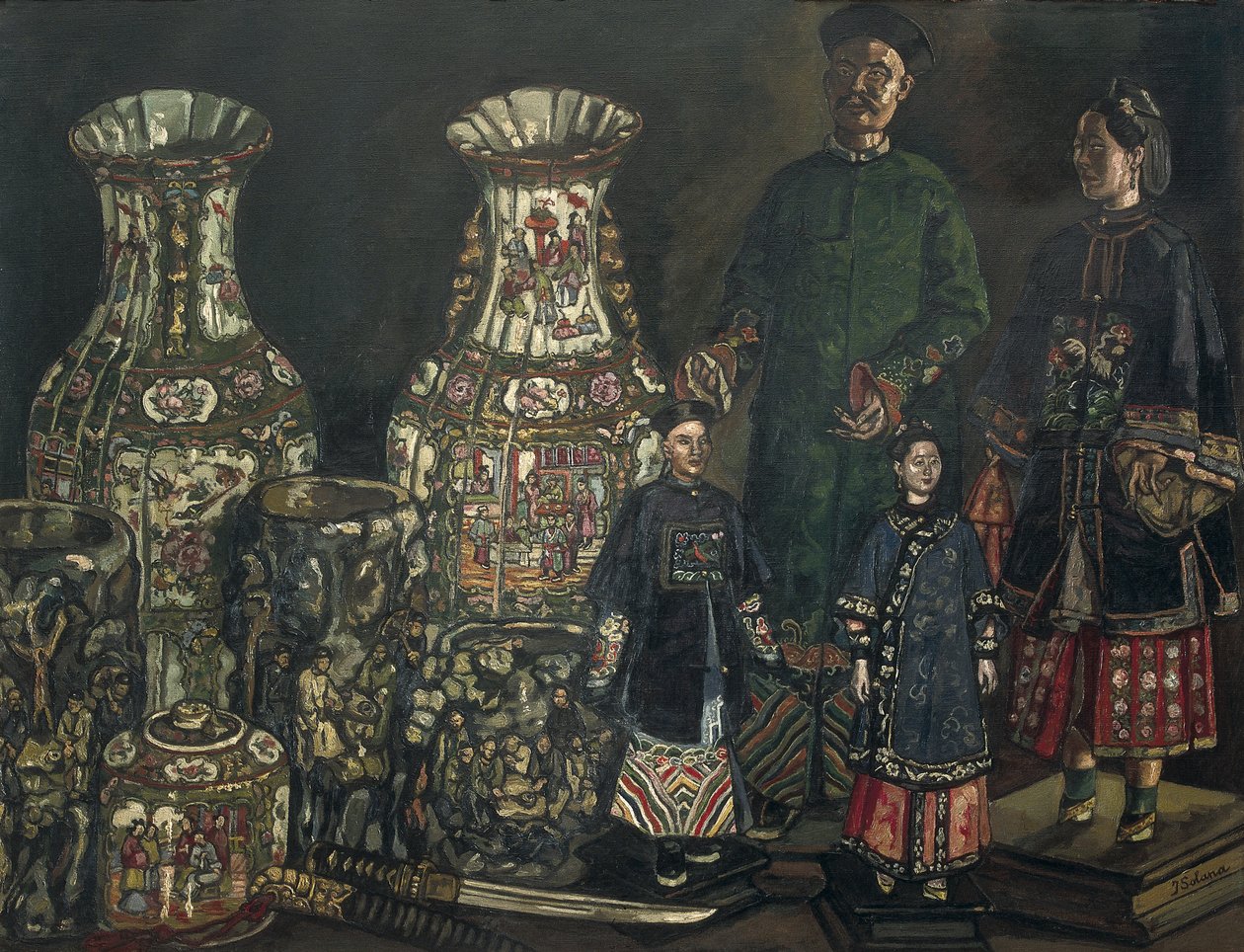 古铁雷斯-索拉纳，何塞（1886-1945 年）。中国人与花瓶》。1927.表现主义。布面油画。私人收藏 作者 何塞·古铁雷斯·索拉纳