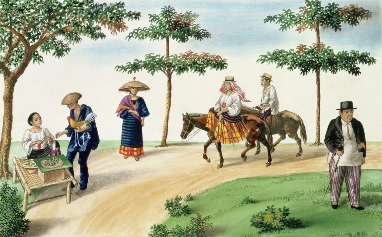 一条街景，摘自“马尼拉及其周边地区的夜景专辑”，约1845年 作者 何塞·霍诺纳托·洛萨诺