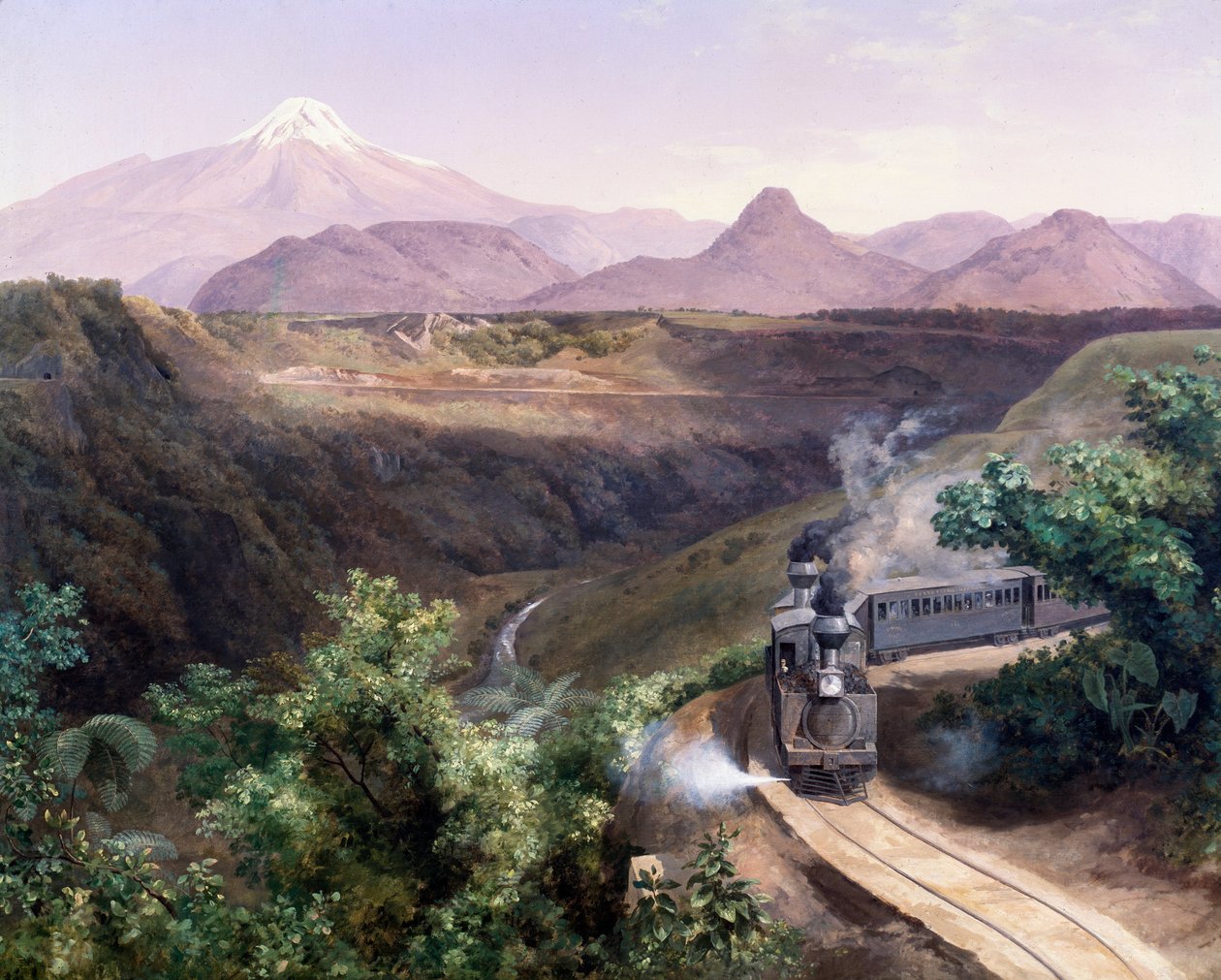 墨西哥 Pico de Orizaba 成层火山景观（布面油画，19 世纪后期） 作者 何塞·玛丽亚·贝拉斯科