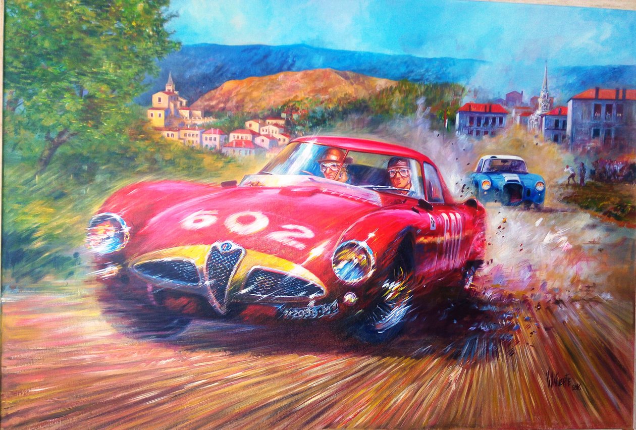 Juan Manuel Fangio Mille Miglia 1953（布面丙烯，2017） 作者 何塞·玛丽亚·维拉富尔特