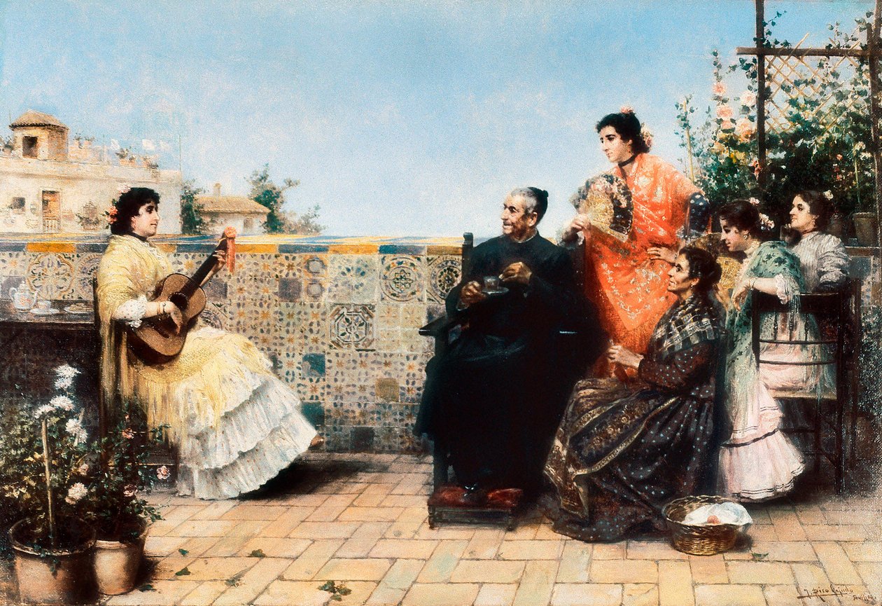 治愈者的来访（绘画，20世纪初） 作者 何塞·里科（Jose Rico y Cejudo）