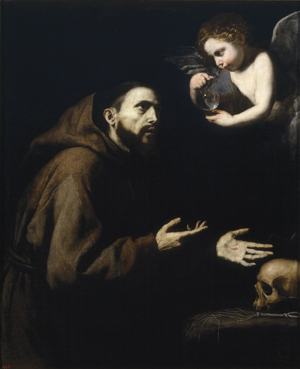 弗朗西斯·阿西西（Francis of Assisi）和水瓶天使，1636-1637年 作者 何塞·德·里贝拉