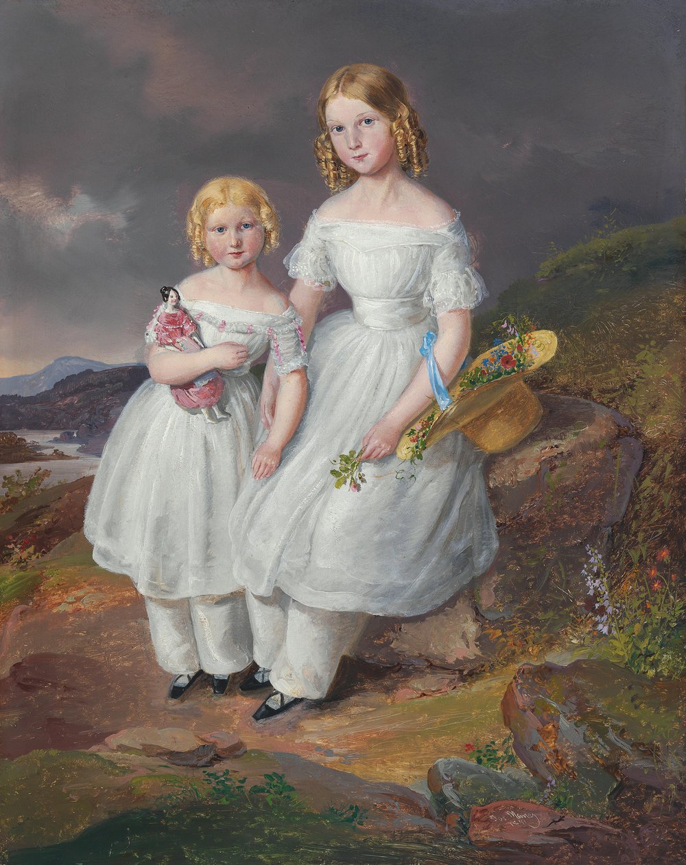 Franziska Comtesse Kolowrat-Krakowsky的肖像b。 1835年7月5日和Seraphine Comtesse Kolowrat Krakowsky b。 1838年8月28日英语：1835年7月5日出生的Franziska伯爵夫人Kolowrat-Krakowsky的画像和Seraphine Countess Kolowrat Krakowsky出生 作者 约瑟夫·曼尼斯（JosefMánes）