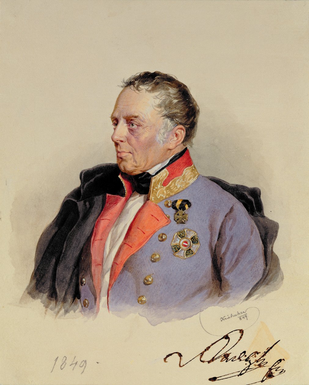 约翰·约瑟夫·温泽尔，拉格茨基伯爵（1766-1858），1849年代中期，隆巴多 - 威尼斯领土的总督，1849年 作者 约瑟夫·尼古拉斯·克里胡伯