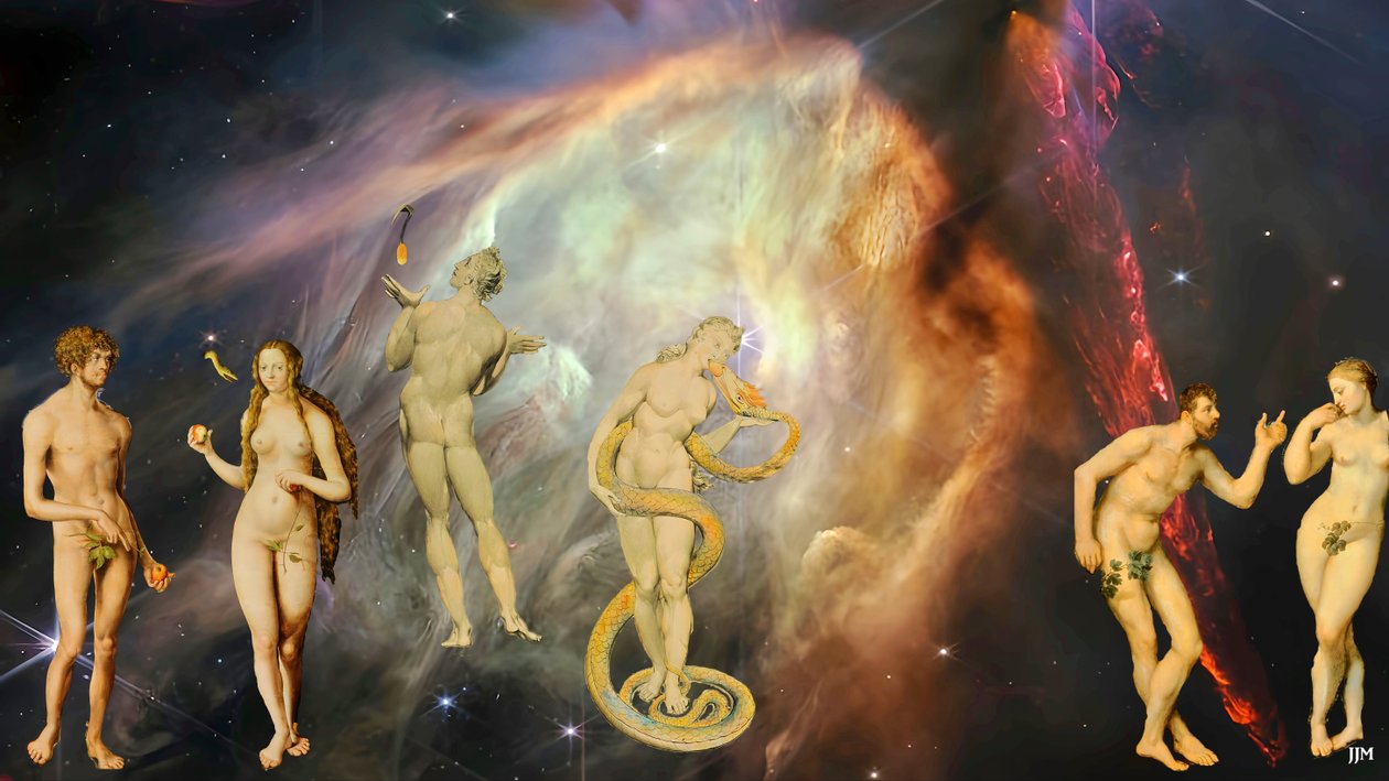 JJM-recreate: Blake-Cranach-Rubens_The Temptation+JWST 作者 约瑟夫·约翰·迈克尔