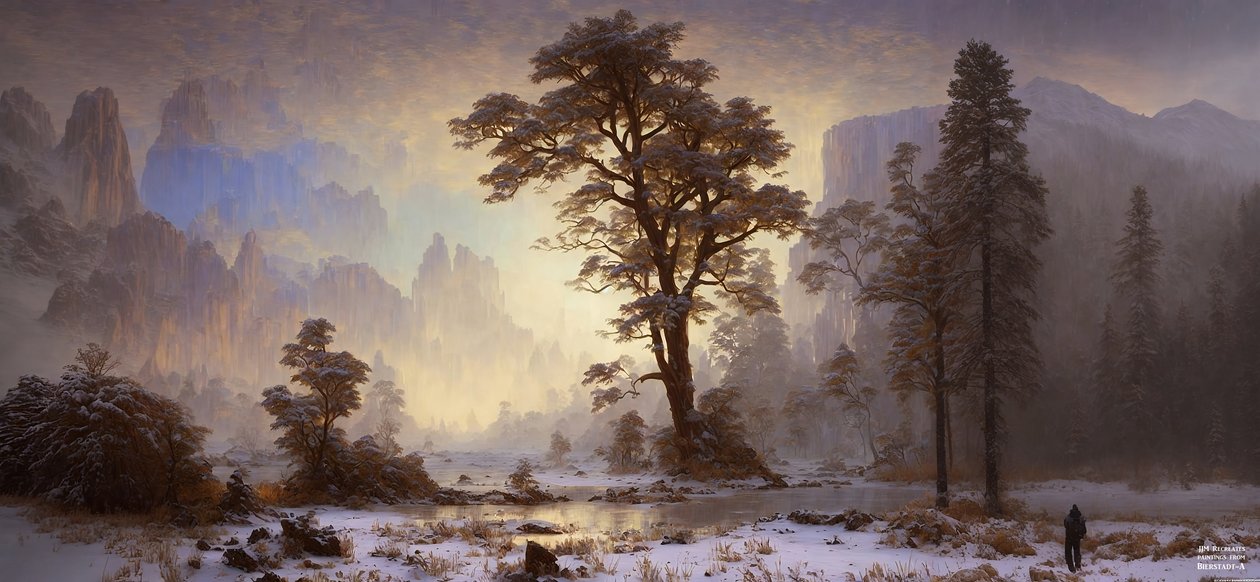 JJM 重现 Bierstadt-A：优胜美地山谷降雪 作者 约瑟夫·约翰·迈克尔