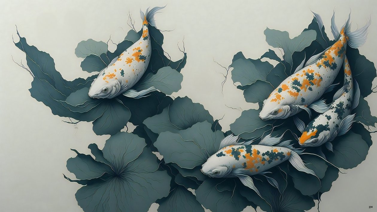 水墨画：锦鲤fish_04 作者 约瑟夫·约翰·迈克尔